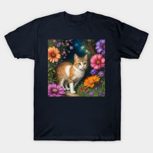 Cat and flowers T-Shirt